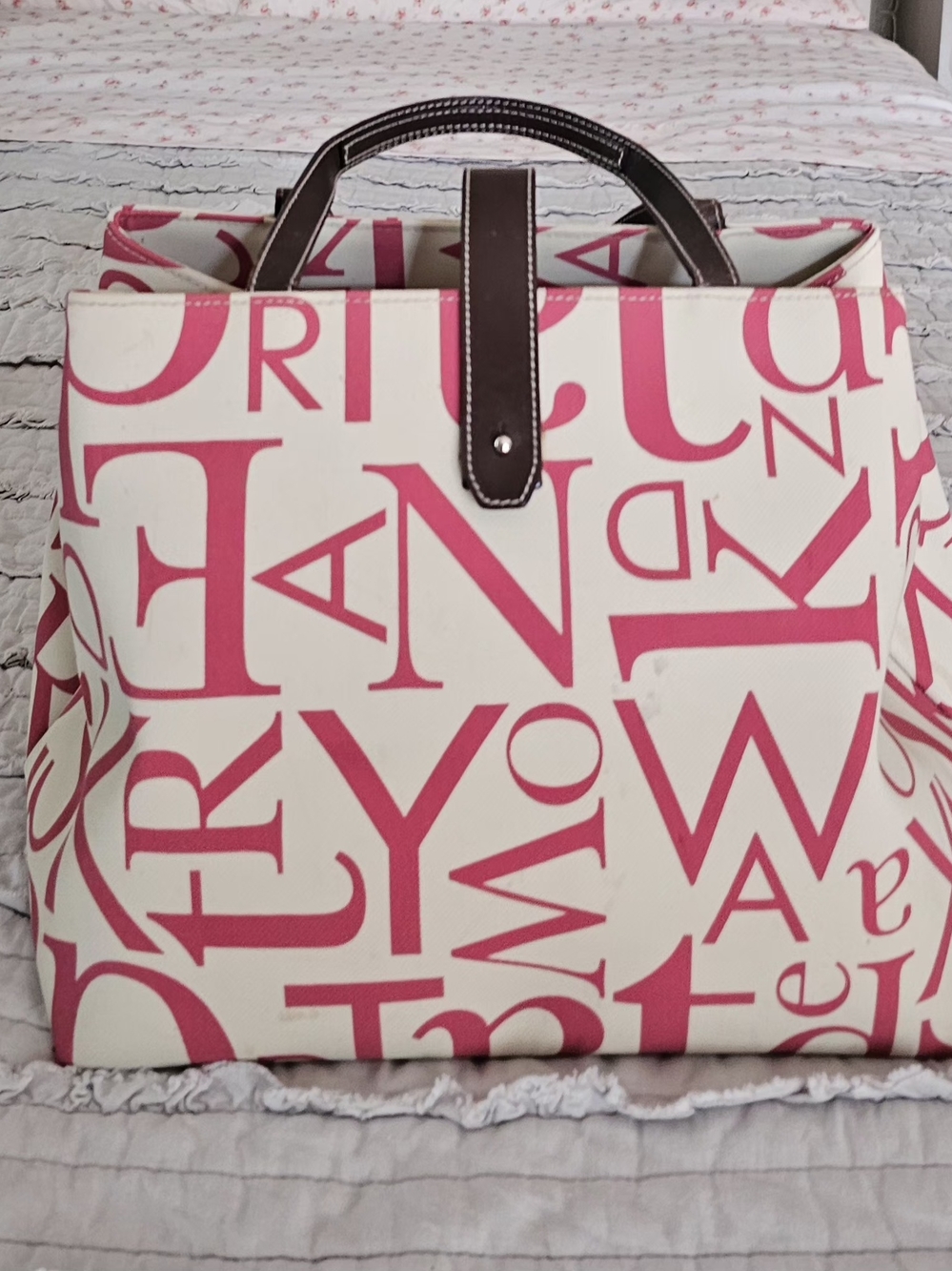 Kate Spade Letter-Print Tote Bag with Brown Handles